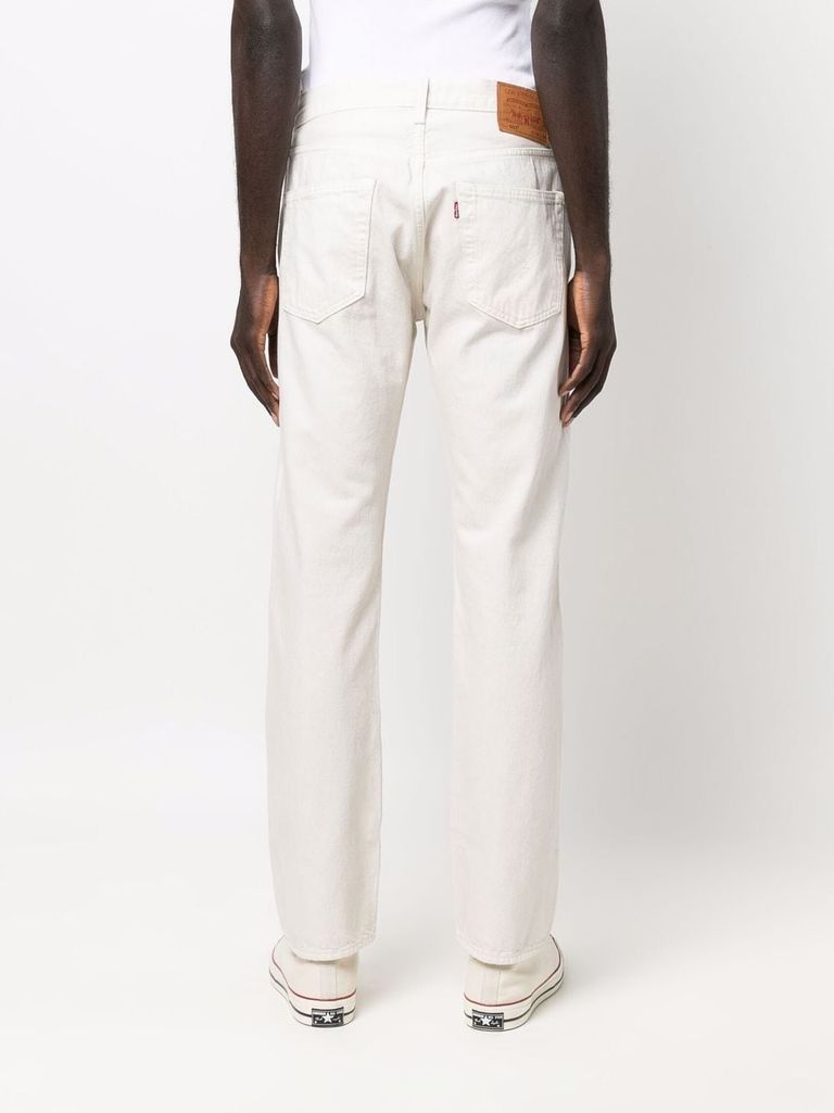 Shop Levi's 501 Cotton Jeans With A Straight Leg In Bianco