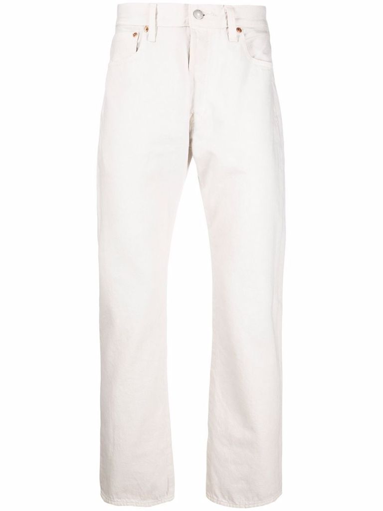 Shop Levi's 501 Cotton Jeans With A Straight Leg In Bianco