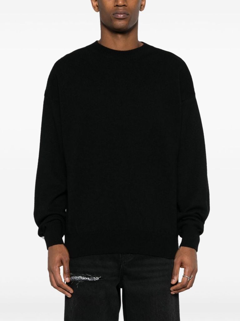 Shop Palm Angels Merino Wool And Cashmere Knitted Sweater In Nero