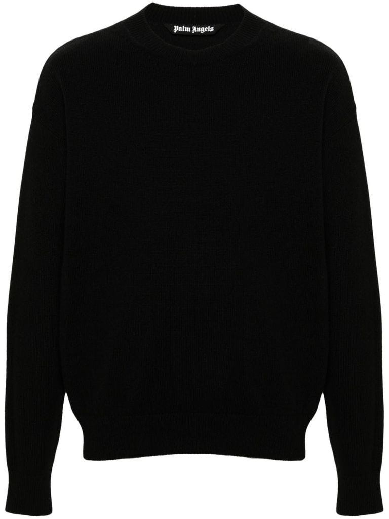 Shop Palm Angels Merino Wool And Cashmere Knitted Sweater In Nero