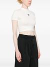 Cropped cotton t-shirt with logo print