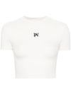 Cropped cotton t-shirt with logo print