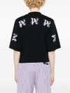 palm angels - Cropped cotton t-shirt with logo print - 2