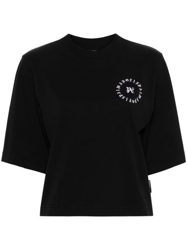 PALM ANGELS - T-shirt crop in cotone con stampa logo