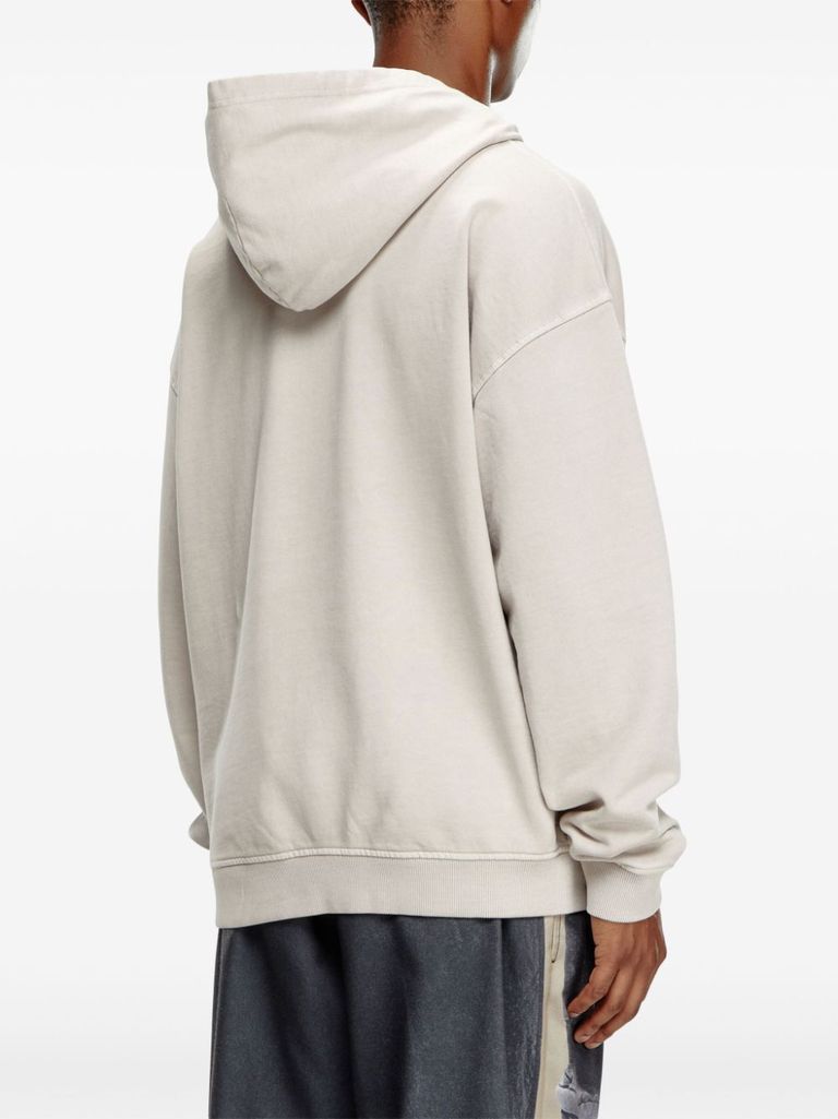 Shop Diesel S-boxt Cotton Hoodie In Beige