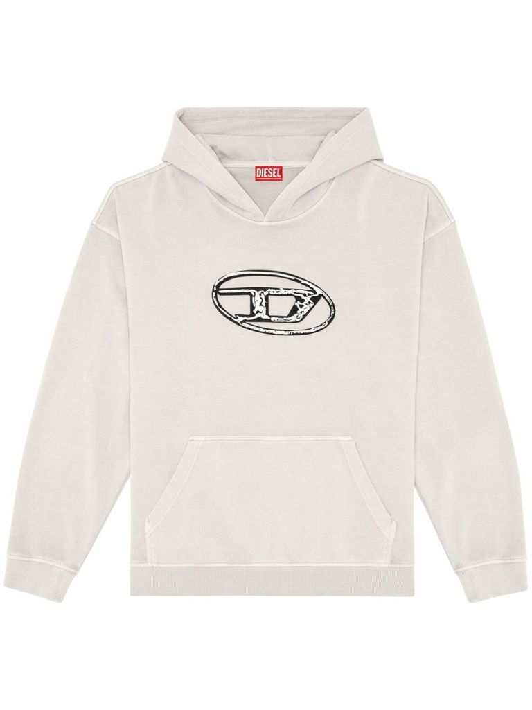 Shop Diesel S-boxt Cotton Hoodie In Beige