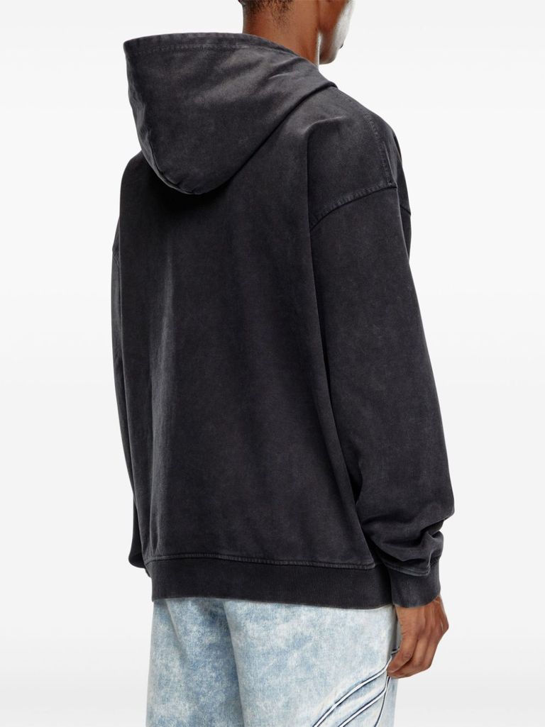 Shop Diesel S-boxt Cotton Hoodie In Nero