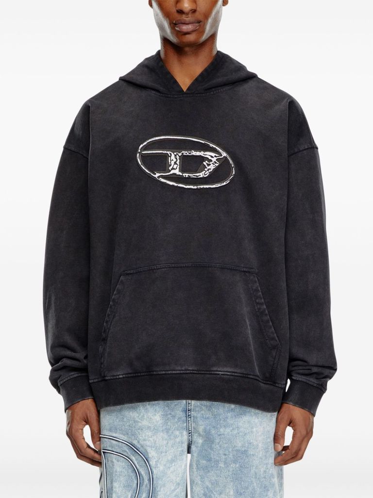 Shop Diesel S-boxt Cotton Hoodie In Nero