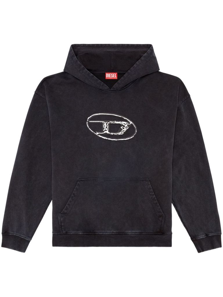 Shop Diesel S-boxt Cotton Hoodie In Nero