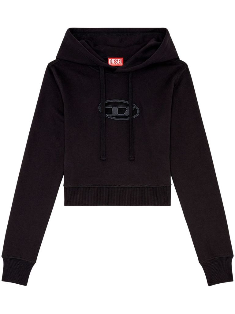 Shop Diesel Crop Hoodie In Cotton Blend In Nero