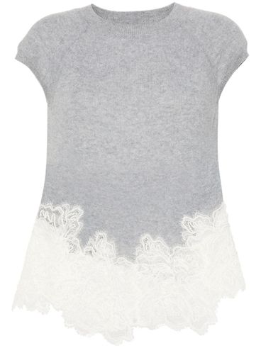 Cashmere top with lace inserts