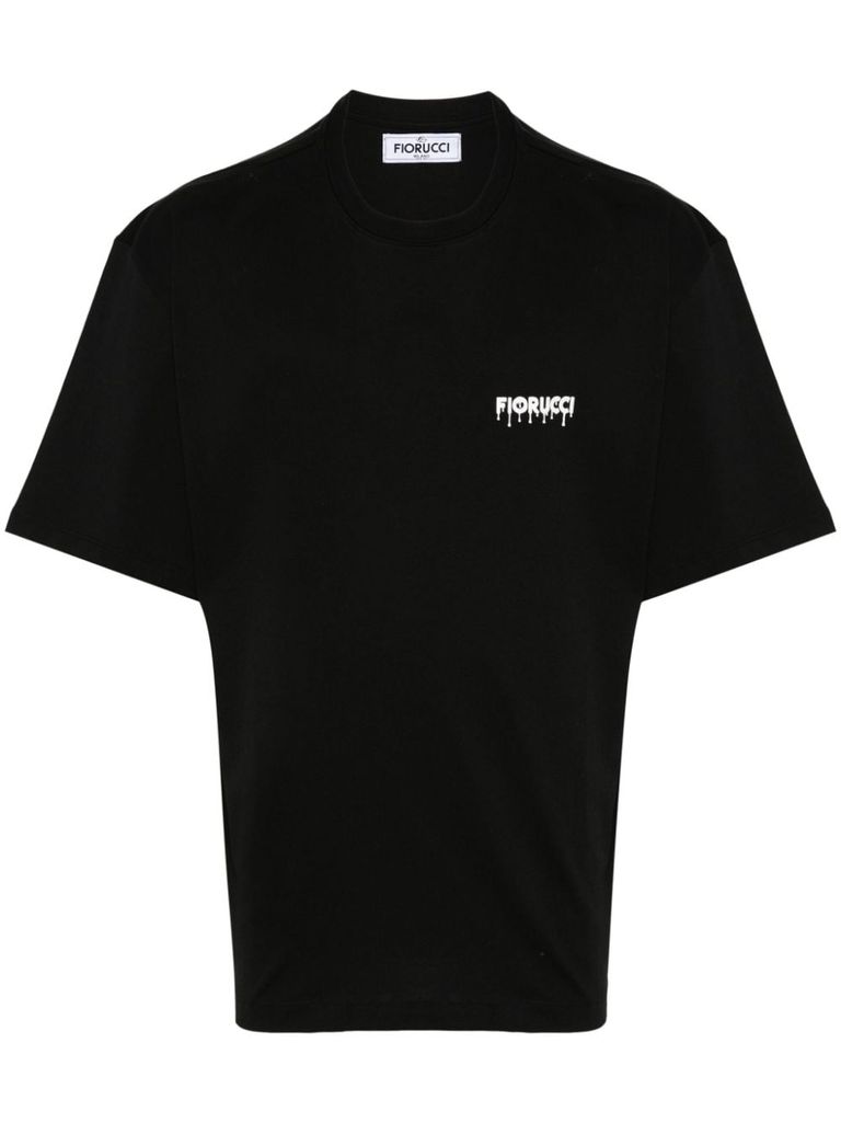 Shop Fiorucci Cotton T-shirt With Logo Print In Nero