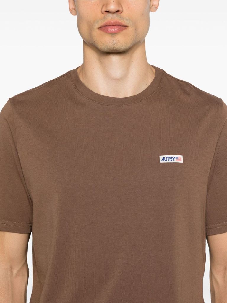 Shop Autry Cotton T-shirt With Logo In Marrone