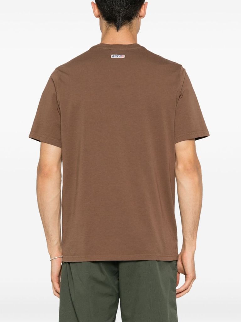 Shop Autry Cotton T-shirt With Logo In Marrone