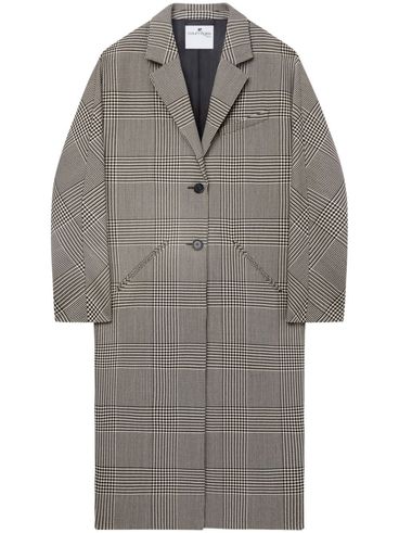 Long Cocoon coat in a wool blend with a check pattern