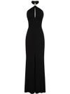 Red Carpet long viscose dress with slit