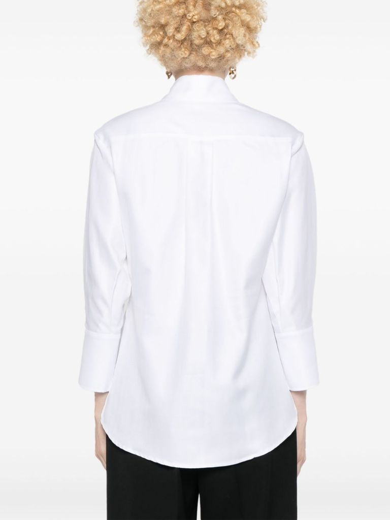 Shop Elisabetta Franchi Cotton Shirt With Pleats In Bianco