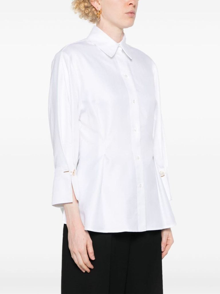 Shop Elisabetta Franchi Cotton Shirt With Pleats In Bianco