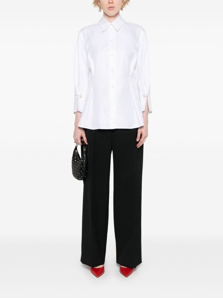 Shop Elisabetta Franchi Cotton Shirt With Pleats In Bianco