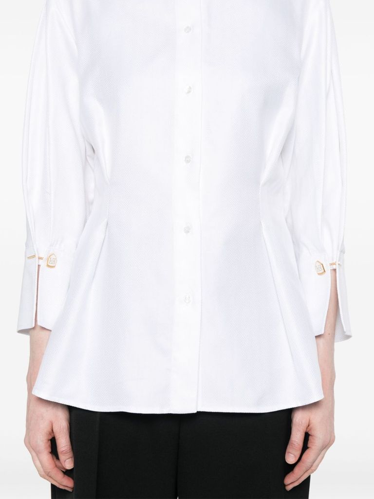 Shop Elisabetta Franchi Cotton Shirt With Pleats In Bianco