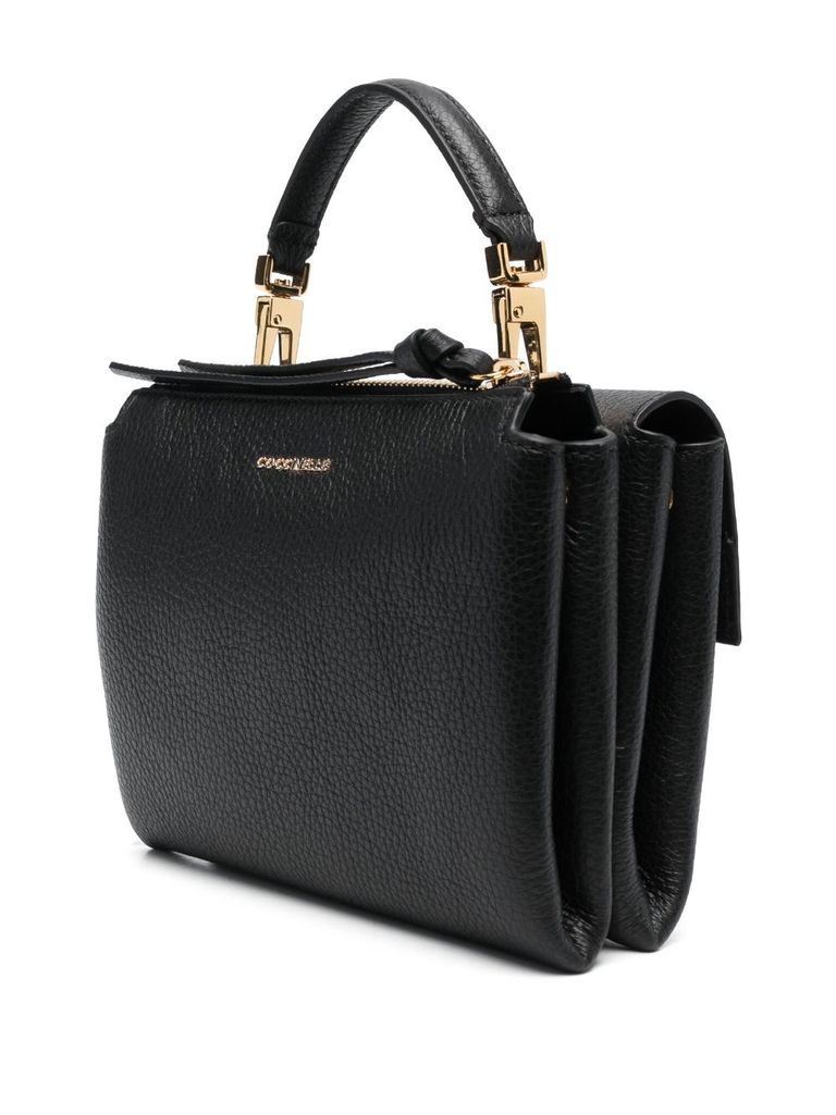 Shop Coccinelle Arlettis Hammered Calfskin Leather Handbag In Nero