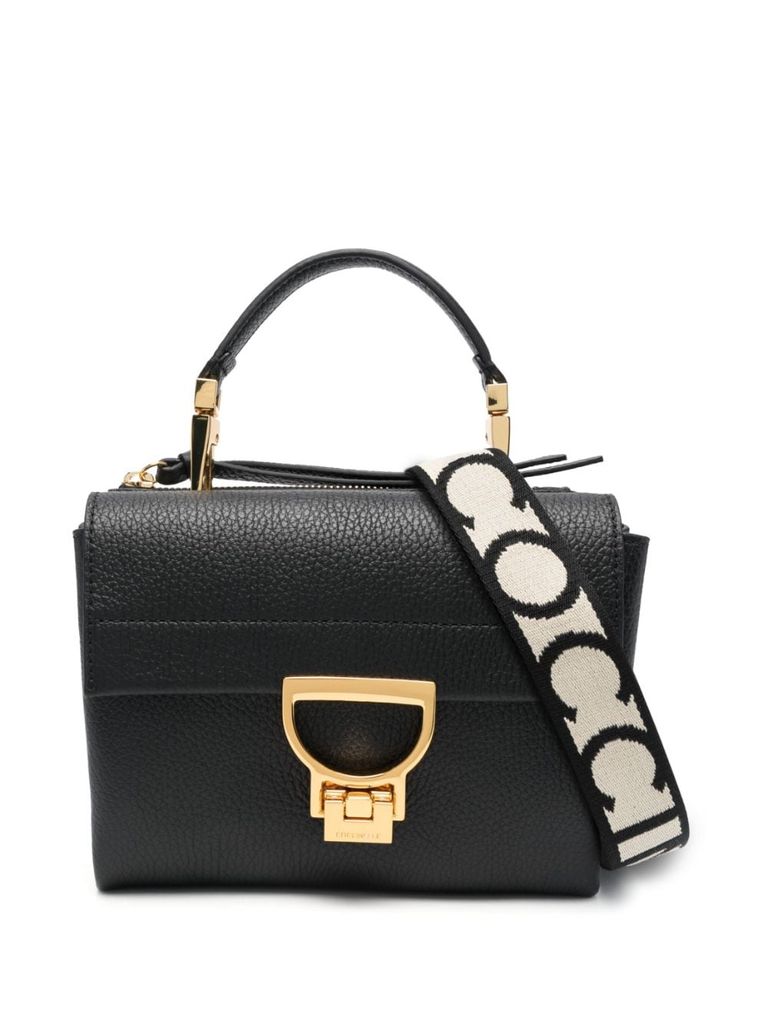 Shop Coccinelle Arlettis Hammered Calfskin Leather Handbag In Nero