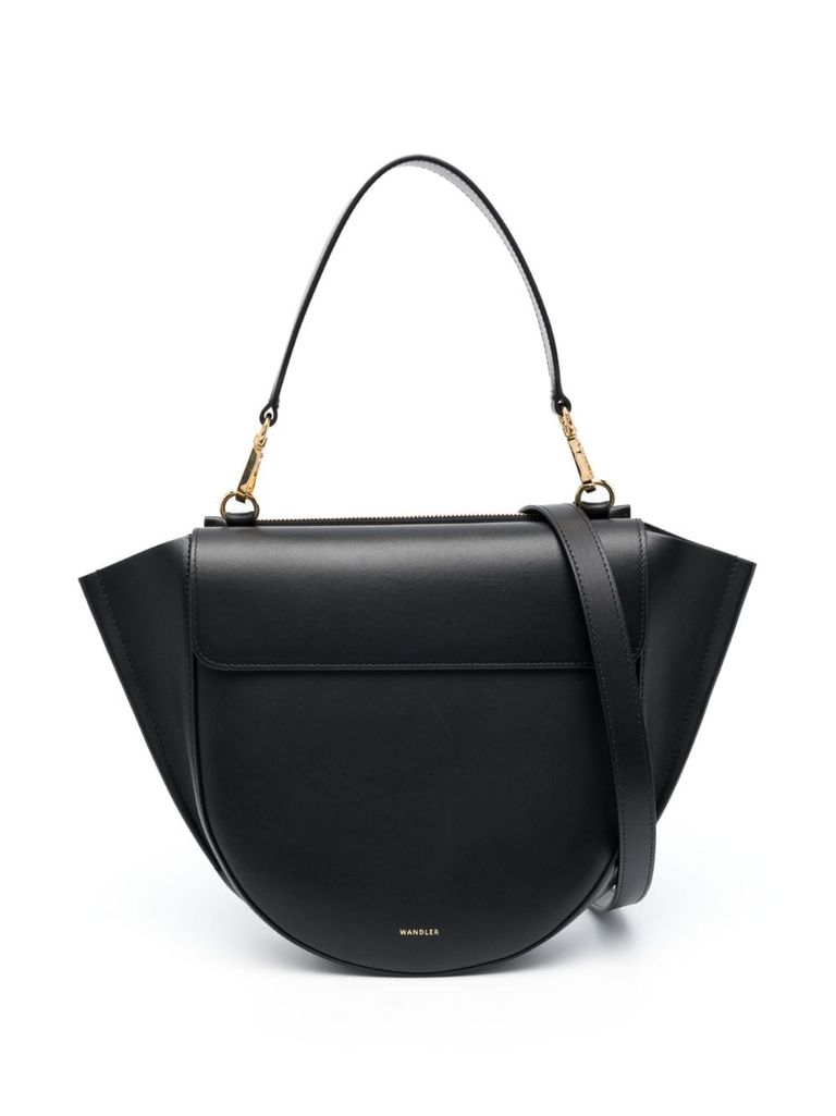 Shop Wandler Medium Hortensia Shoulder Bag In Calf Leather In Black