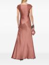 Satin long dress with a V-neck