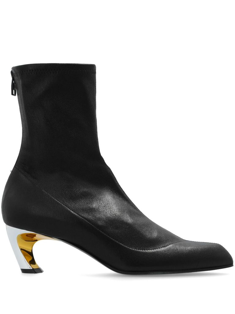 Shop Alexander Mcqueen Armadillo Ankle Boots In Lamb Leather In Black