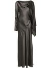 Asymmetric satin long dress