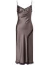 Satin midi dress with lace