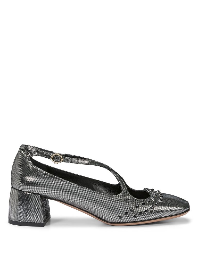 Shop A. Bocca Two For Love Pumps In Calf Leather With Studs In Silver