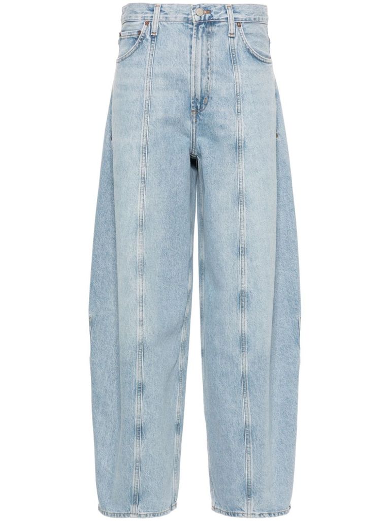 Shop Agolde Kristen Jeans In Cotton With Vertical Seams In Blue