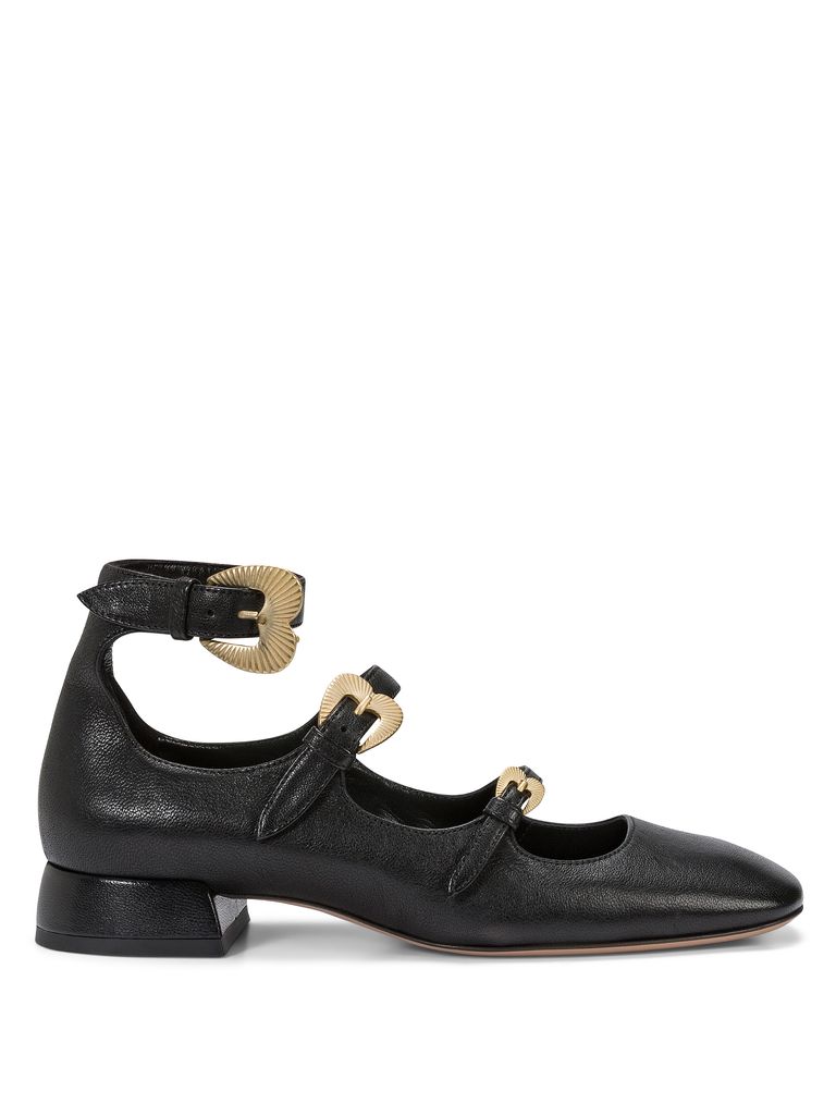 Shop A. Bocca Calf Leather Pumps With Triple Strap In Black