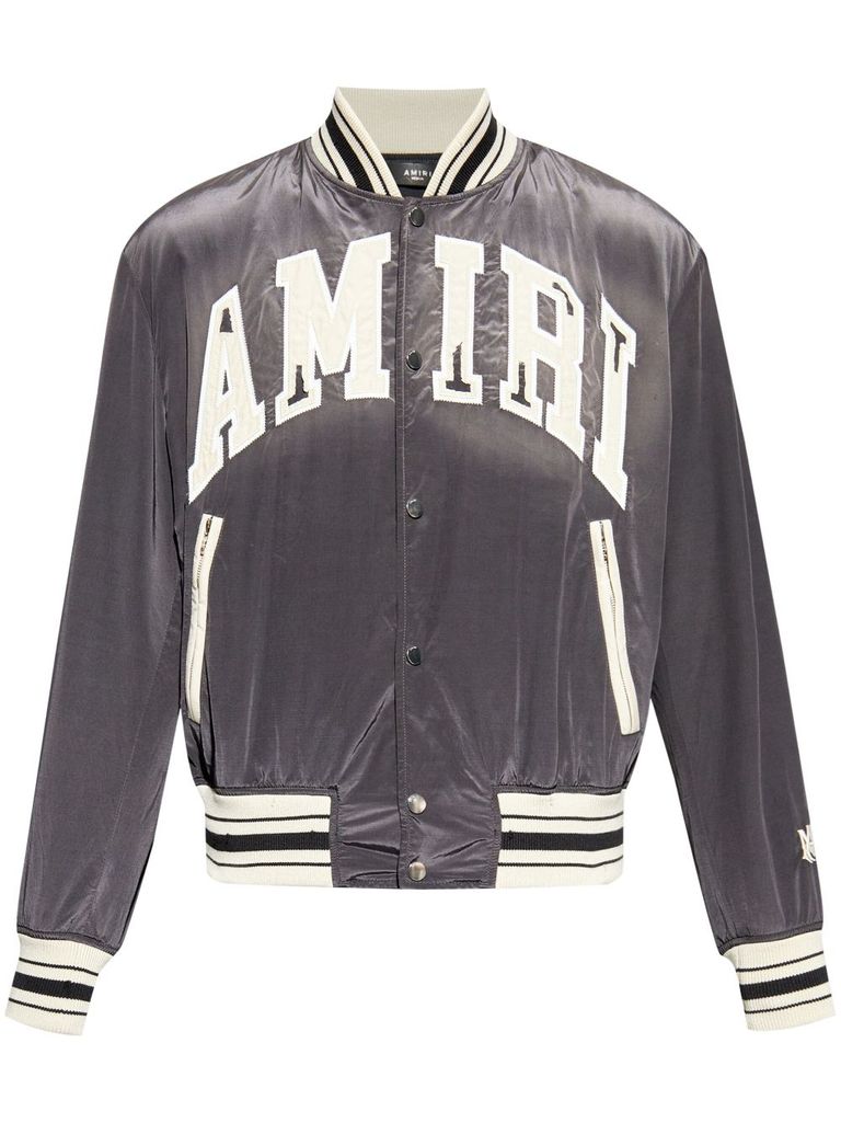 Shop Amiri Bomber Jacket With Embroidered Logo In Black