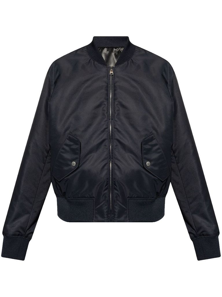 Shop Balmain Bomber Jacket With Embroidered Logo In Blue