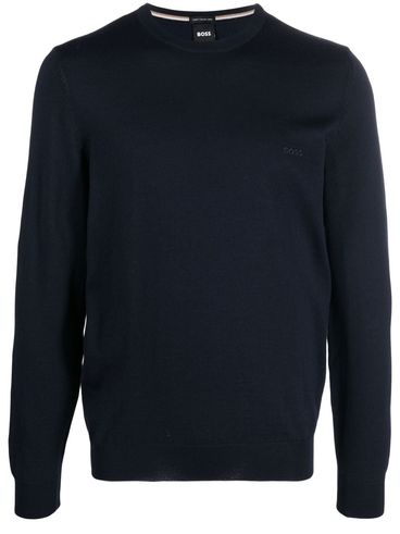 Virgin wool sweater with embroidered logo