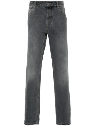 Tapered cotton jeans with medium rise