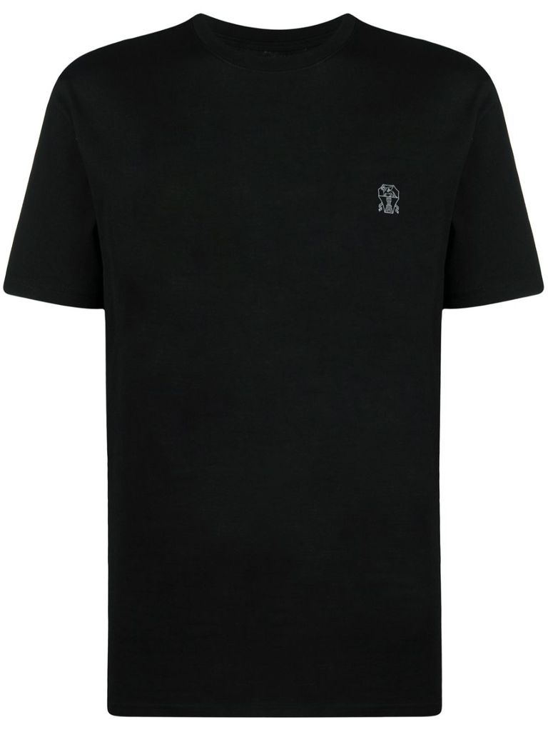 Shop Brunello Cucinelli Cotton T-shirt With Printed Logo In Black