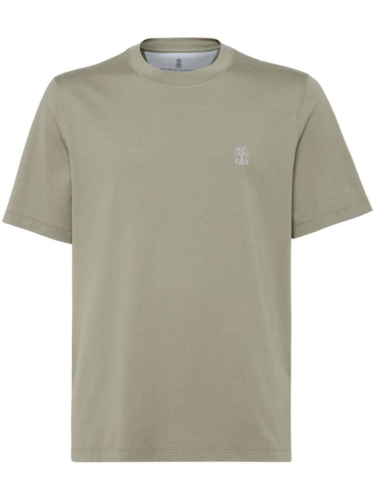 BRUNELLO CUCINELLI COTTON T-SHIRT WITH PRINTED LOGO 