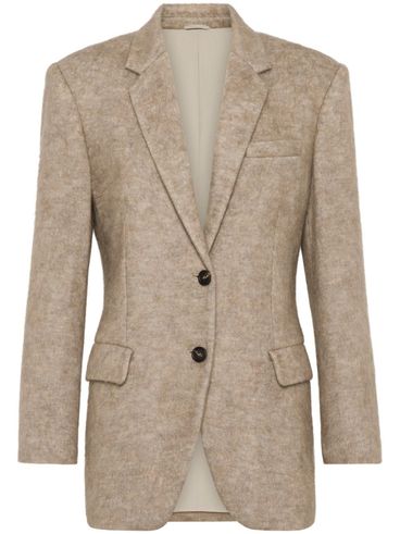 Single-breasted blazer in mohair and wool knit