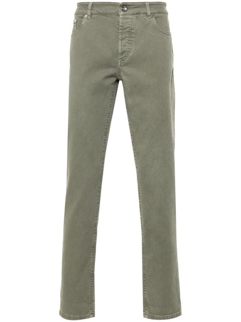 Shop Brunello Cucinelli Traditional Fit Cotton Jeans In Green