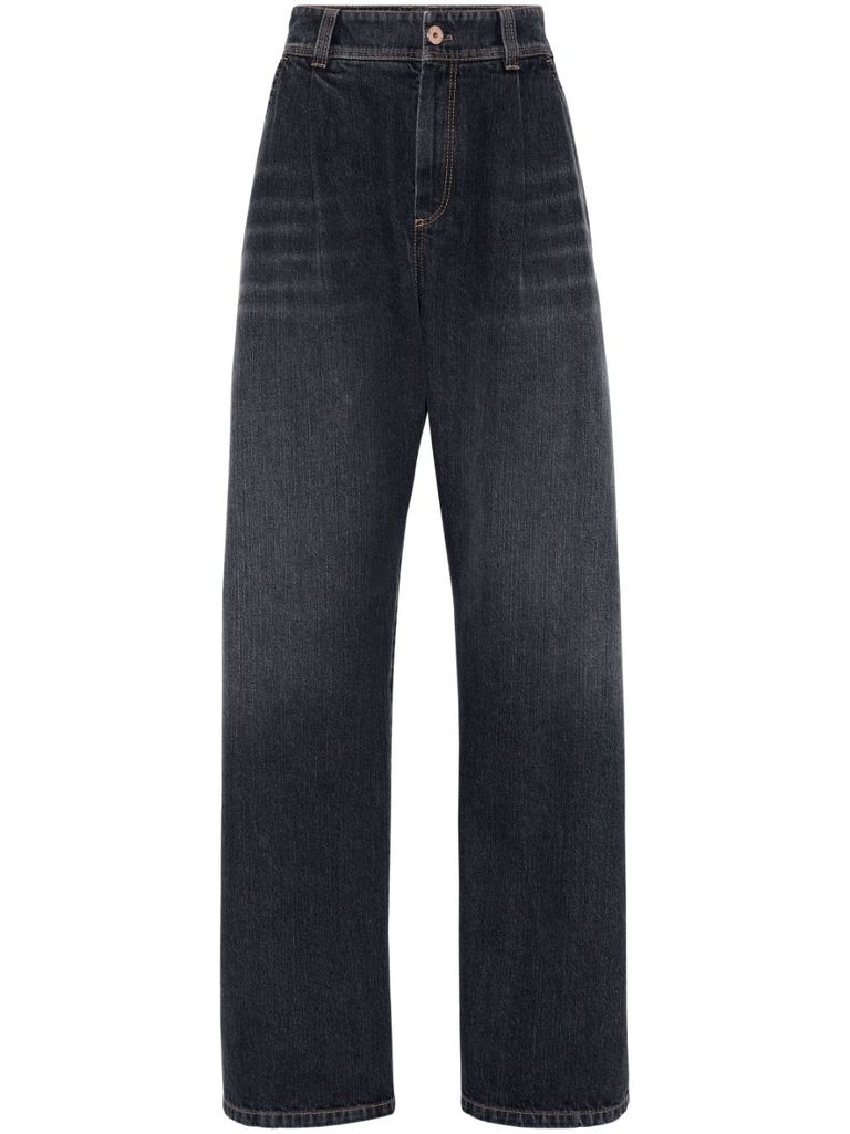 Shop Brunello Cucinelli Authentic Soft Curved Denim Jeans In Black