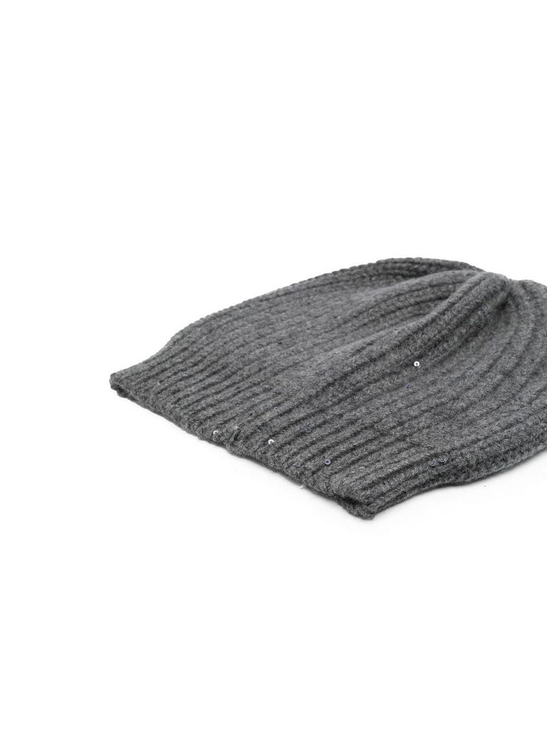 Shop Brunello Cucinelli Ribbed Cashmere Beanie In Grey