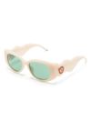 Beige acetate sunglasses with logo