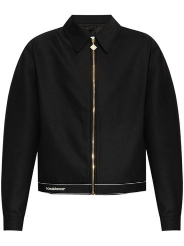 Wool blend bomber jacket with zip