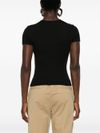 Black stretch cotton T-shirt with logo