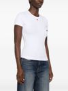 White stretch cotton T-shirt with logo