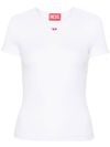 White stretch cotton T-shirt with logo