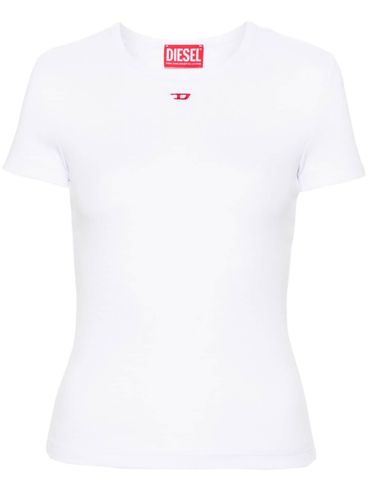 DIESEL - White stretch cotton T-shirt with logo